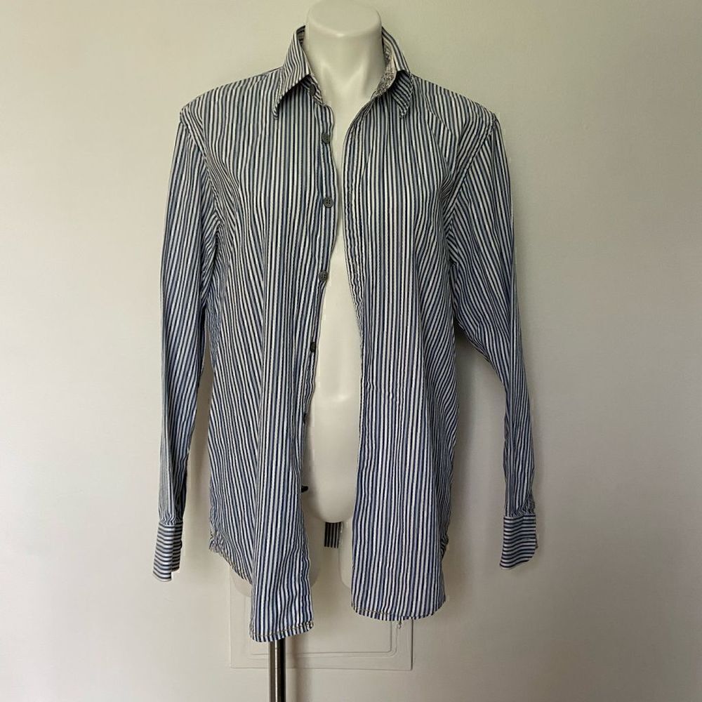 Indigo Palms Shirt Vintage stripe oversize button down